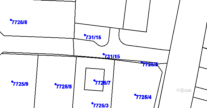 Parcela st. 731/15 v KÚ Ořechov, Katastrální mapa