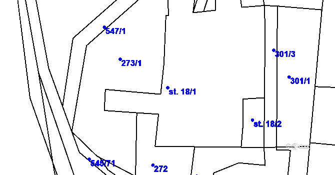 Parcela st. 18/1 v KÚ Ořechov u Telče, Katastrální mapa