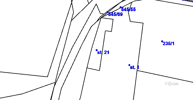 Parcela st. 21 v KÚ Ořechov u Telče, Katastrální mapa