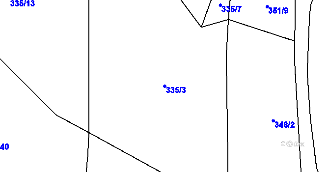 Parcela st. 335/3 v KÚ Ořechov u Telče, Katastrální mapa