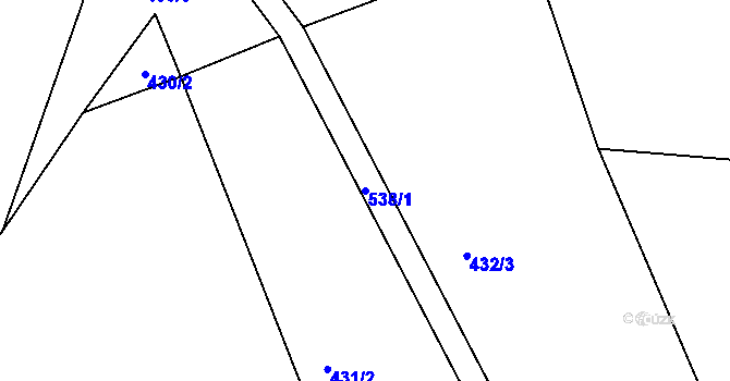Parcela st. 538/1 v KÚ Ořechov u Telče, Katastrální mapa