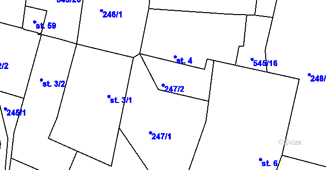 Parcela st. 247/2 v KÚ Ořechov u Telče, Katastrální mapa