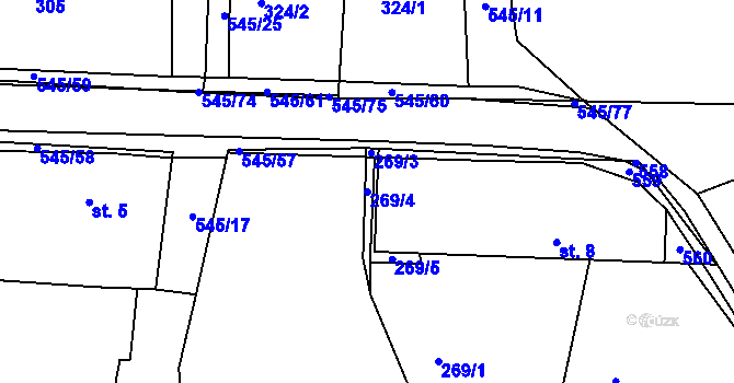 Parcela st. 269/4 v KÚ Ořechov u Telče, Katastrální mapa