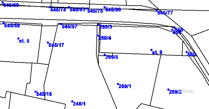 Parcela st. 269/5 v KÚ Ořechov u Telče, Katastrální mapa