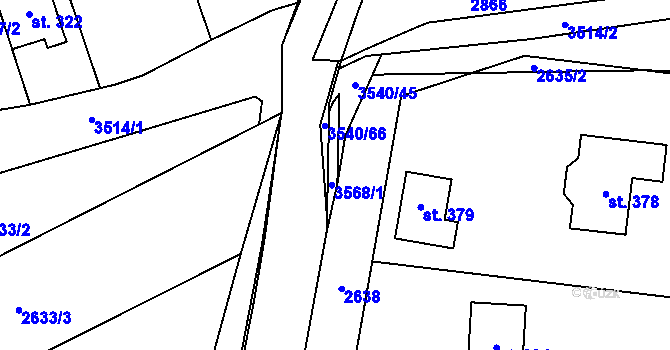 Parcela st. 3540/13 v KÚ Ořechov u Uherského Hradiště, Katastrální mapa