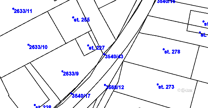 Parcela st. 3540/43 v KÚ Ořechov u Uherského Hradiště, Katastrální mapa