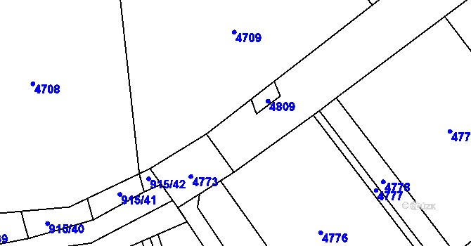 Parcela st. 3541/6 v KÚ Ořechov u Uherského Hradiště, Katastrální mapa