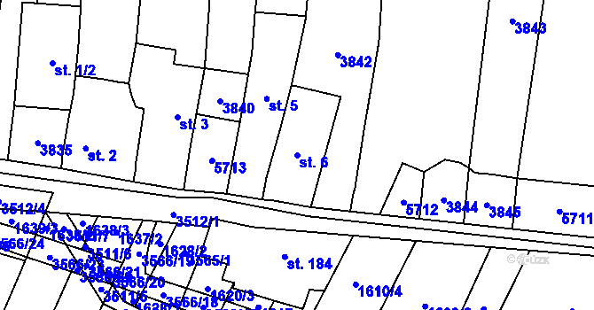 Parcela st. 6 v KÚ Ořechov u Uherského Hradiště, Katastrální mapa
