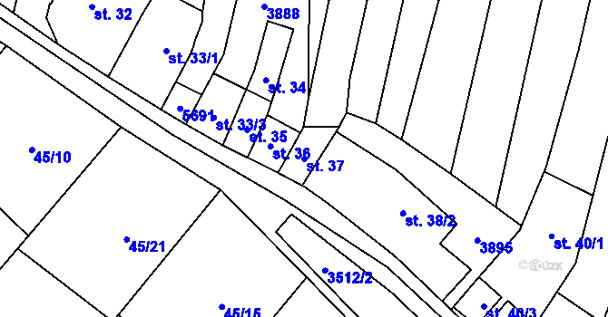 Parcela st. 37 v KÚ Ořechov u Uherského Hradiště, Katastrální mapa