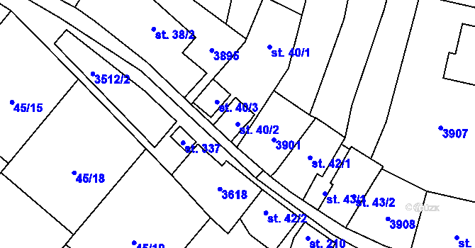 Parcela st. 40/2 v KÚ Ořechov u Uherského Hradiště, Katastrální mapa