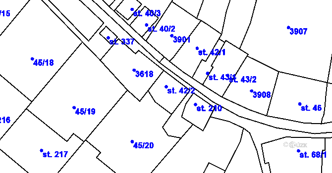 Parcela st. 42/2 v KÚ Ořechov u Uherského Hradiště, Katastrální mapa