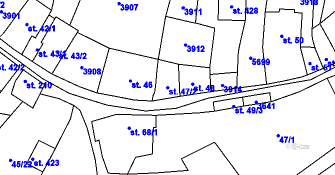 Parcela st. 47/2 v KÚ Ořechov u Uherského Hradiště, Katastrální mapa