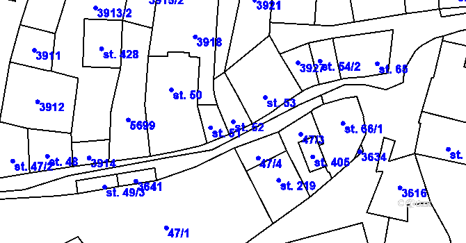 Parcela st. 52 v KÚ Ořechov u Uherského Hradiště, Katastrální mapa