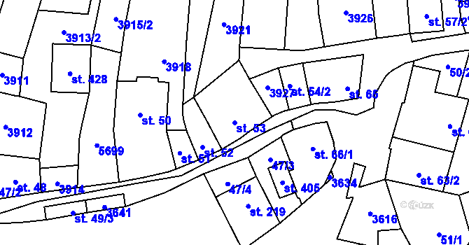 Parcela st. 53 v KÚ Ořechov u Uherského Hradiště, Katastrální mapa