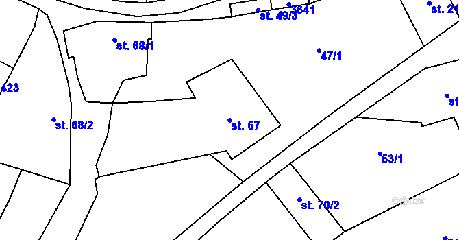 Parcela st. 67 v KÚ Ořechov u Uherského Hradiště, Katastrální mapa