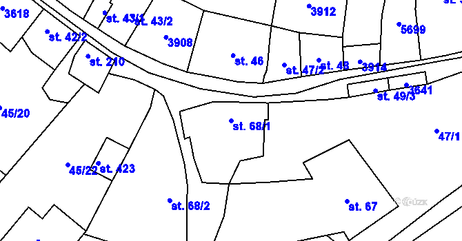 Parcela st. 68/1 v KÚ Ořechov u Uherského Hradiště, Katastrální mapa