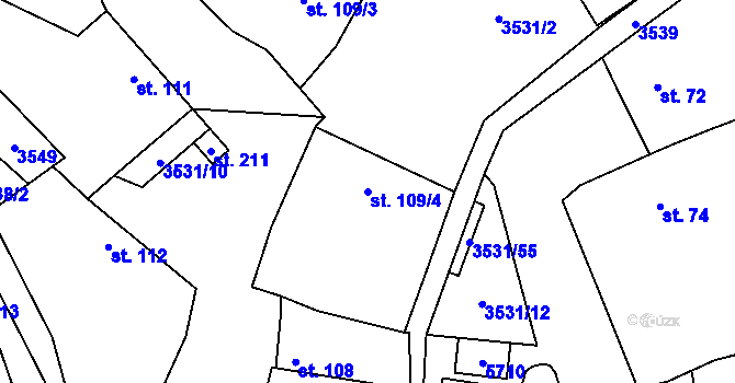 Parcela st. 109/4 v KÚ Ořechov u Uherského Hradiště, Katastrální mapa