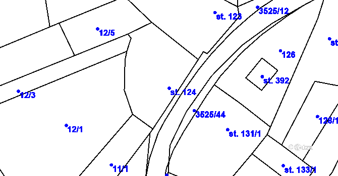 Parcela st. 124 v KÚ Ořechov u Uherského Hradiště, Katastrální mapa