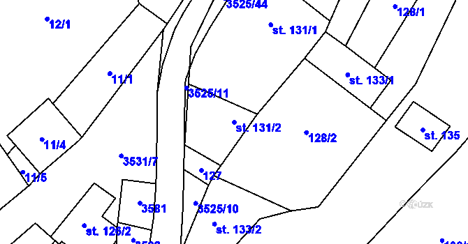 Parcela st. 131/2 v KÚ Ořechov u Uherského Hradiště, Katastrální mapa