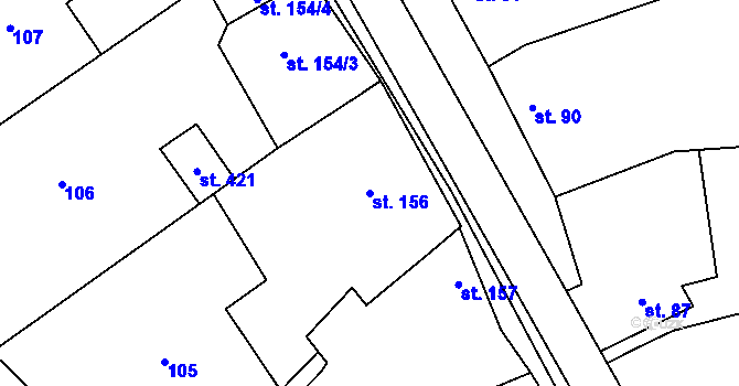 Parcela st. 156 v KÚ Ořechov u Uherského Hradiště, Katastrální mapa
