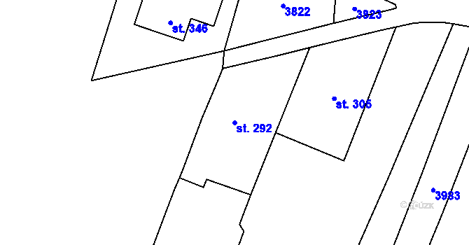 Parcela st. 292 v KÚ Ořechov u Uherského Hradiště, Katastrální mapa