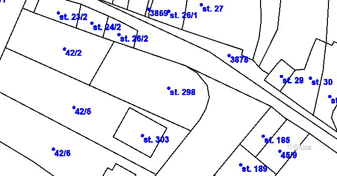 Parcela st. 298 v KÚ Ořechov u Uherského Hradiště, Katastrální mapa