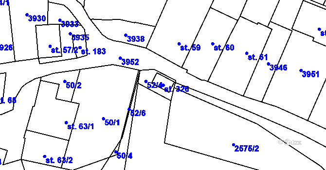Parcela st. 326 v KÚ Ořechov u Uherského Hradiště, Katastrální mapa
