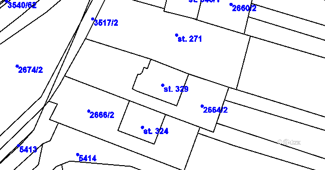 Parcela st. 329 v KÚ Ořechov u Uherského Hradiště, Katastrální mapa