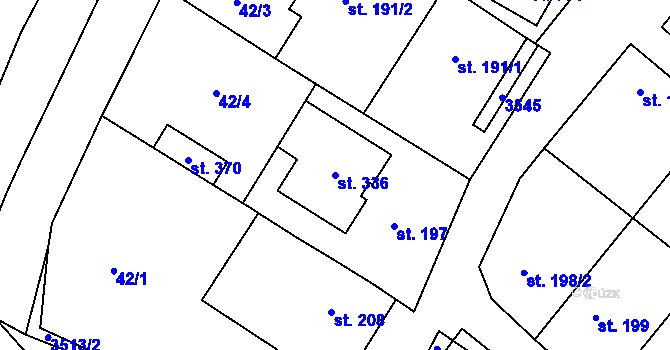 Parcela st. 336 v KÚ Ořechov u Uherského Hradiště, Katastrální mapa