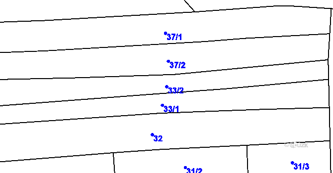 Parcela st. 33/2 v KÚ Ořechov u Uherského Hradiště, Katastrální mapa