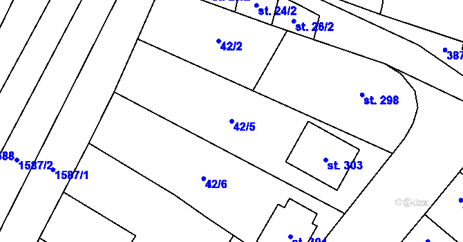 Parcela st. 42/5 v KÚ Ořechov u Uherského Hradiště, Katastrální mapa