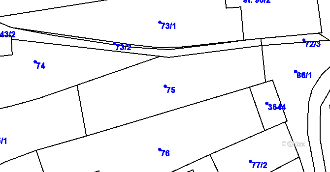 Parcela st. 75 v KÚ Ořechov u Uherského Hradiště, Katastrální mapa