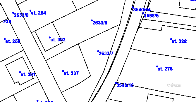 Parcela st. 2633/7 v KÚ Ořechov u Uherského Hradiště, Katastrální mapa