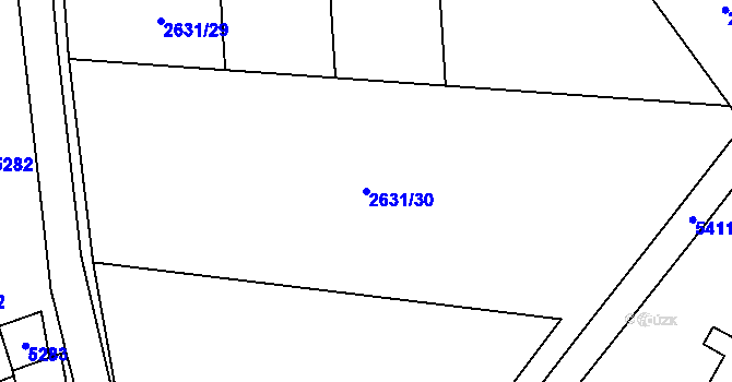 Parcela st. 2631/30 v KÚ Ořechov u Uherského Hradiště, Katastrální mapa