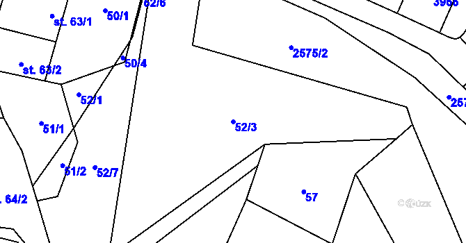 Parcela st. 52/3 v KÚ Ořechov u Uherského Hradiště, Katastrální mapa
