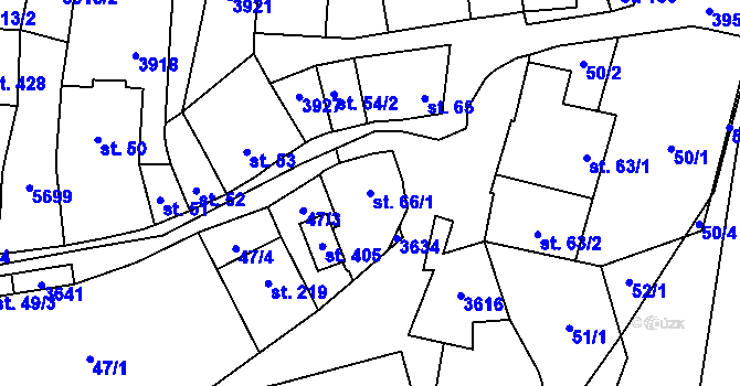 Parcela st. 66/1 v KÚ Ořechov u Uherského Hradiště, Katastrální mapa