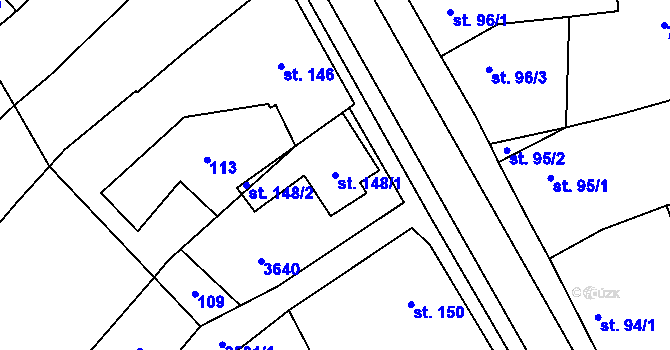 Parcela st. 148/1 v KÚ Ořechov u Uherského Hradiště, Katastrální mapa