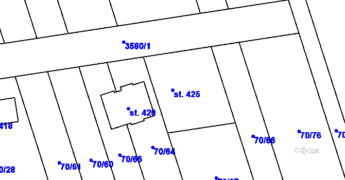 Parcela st. 425 v KÚ Ořechov u Uherského Hradiště, Katastrální mapa
