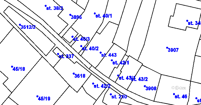 Parcela st. 443 v KÚ Ořechov u Uherského Hradiště, Katastrální mapa
