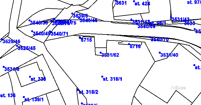 Parcela st. 3531/62 v KÚ Ořechov u Uherského Hradiště, Katastrální mapa