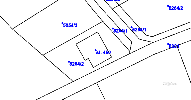 Parcela st. 460 v KÚ Ořechov u Uherského Hradiště, Katastrální mapa