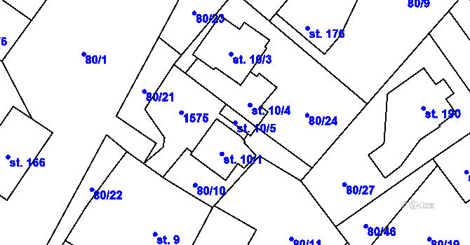 Parcela st. 10/5 v KÚ Ořechov u Křižanova, Katastrální mapa