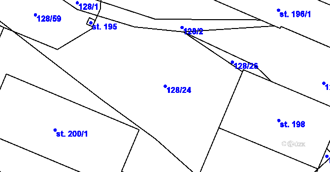 Parcela st. 128/24 v KÚ Ořechov u Křižanova, Katastrální mapa