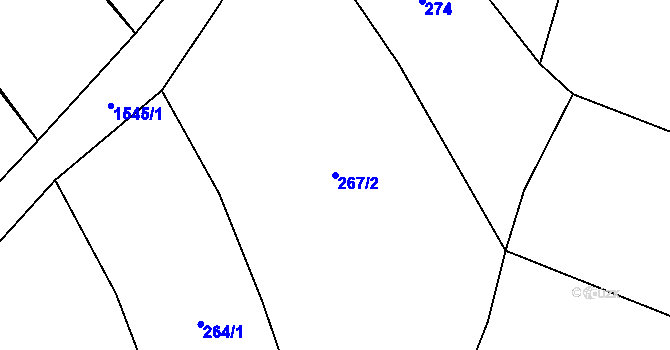 Parcela st. 267/2 v KÚ Ořechov u Křižanova, Katastrální mapa