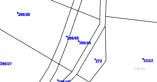 Parcela st. 286/46 v KÚ Ořechov u Křižanova, Katastrální mapa