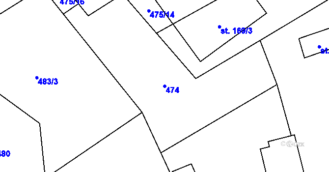 Parcela st. 474 v KÚ Ořechov u Křižanova, Katastrální mapa