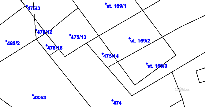 Parcela st. 475/14 v KÚ Ořechov u Křižanova, Katastrální mapa