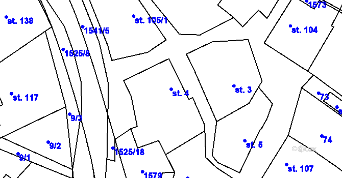 Parcela st. 4 v KÚ Ořechov u Křižanova, Katastrální mapa