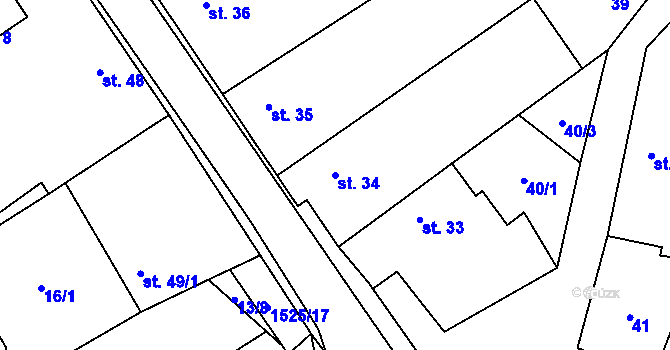 Parcela st. 34 v KÚ Ořechov u Křižanova, Katastrální mapa