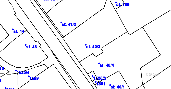 Parcela st. 40/3 v KÚ Ořechov u Křižanova, Katastrální mapa